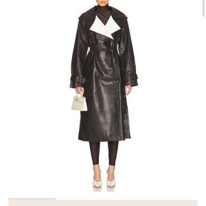 SER.O.YA two toned leather trench coat